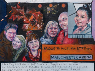 An Ex Voto painting which marks the murder of the innocent victims of the Manchester Arena bombing