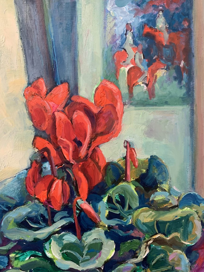 Close up of painted Scarlet Cyclamen